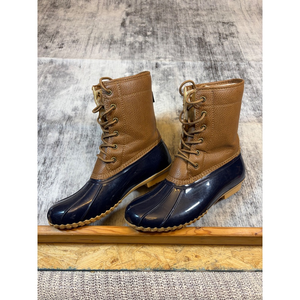 JBU by Jambu Maplewood Waterproof Duck Boots Navy Brown Faux Fur 10M B9MAW73